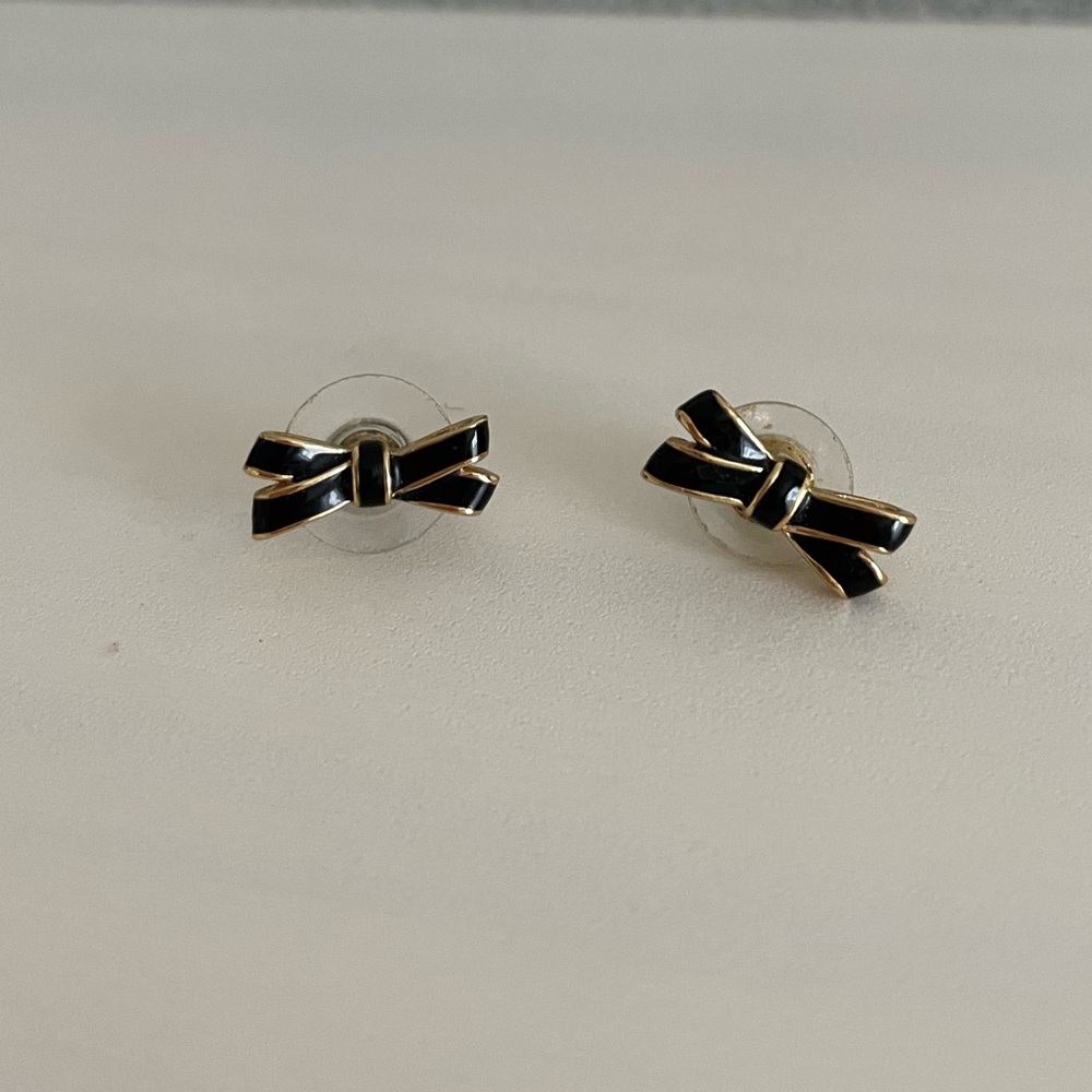 Kate Spade Black and Gold Bow Earrings